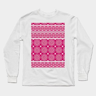 African Ethnic Tribal Hot Pink  and Gold Pattern Long Sleeve T-Shirt